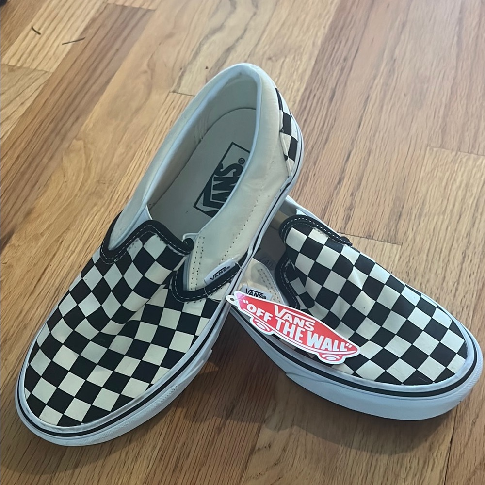Vans Kids Black and White Checkerboard Slip-Ons